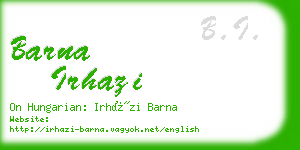 barna irhazi business card